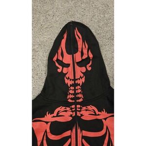 Skyline Wears Skeleton Hoodie Large Black Red Full Zip Skull Mask Halloween